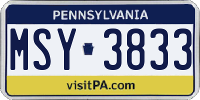 PA license plate MSY3833