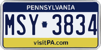 PA license plate MSY3834