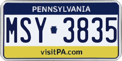 PA license plate MSY3835