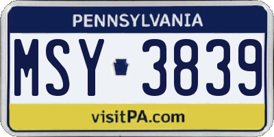 PA license plate MSY3839