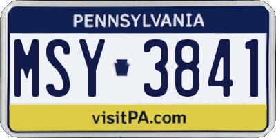 PA license plate MSY3841