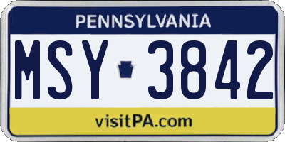 PA license plate MSY3842