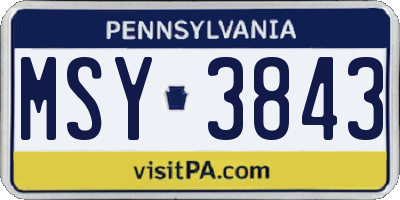 PA license plate MSY3843