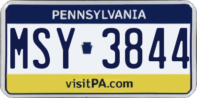 PA license plate MSY3844