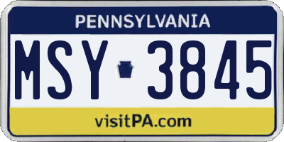 PA license plate MSY3845