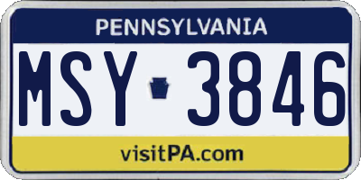 PA license plate MSY3846