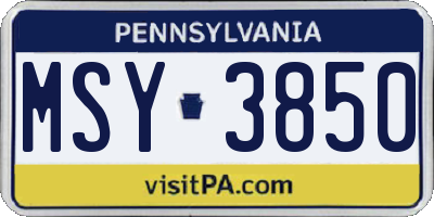 PA license plate MSY3850