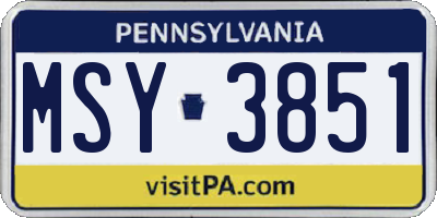 PA license plate MSY3851