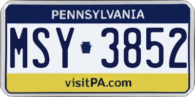 PA license plate MSY3852