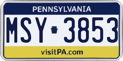 PA license plate MSY3853