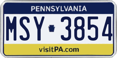 PA license plate MSY3854