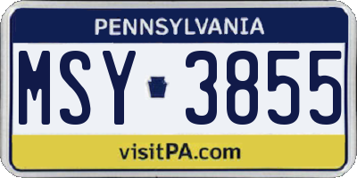 PA license plate MSY3855