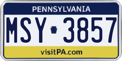 PA license plate MSY3857