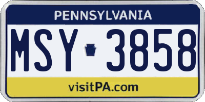 PA license plate MSY3858