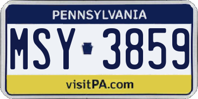 PA license plate MSY3859