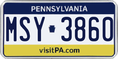 PA license plate MSY3860