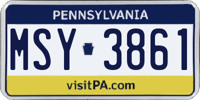 PA license plate MSY3861