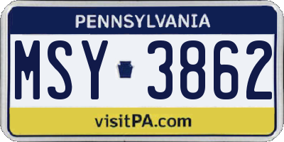 PA license plate MSY3862