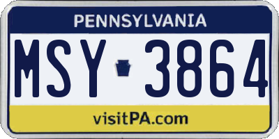 PA license plate MSY3864