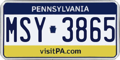 PA license plate MSY3865
