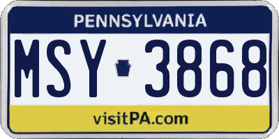 PA license plate MSY3868