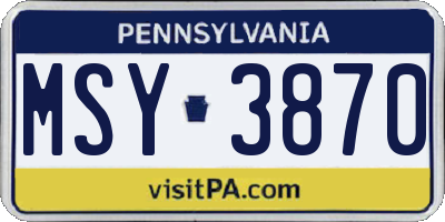 PA license plate MSY3870