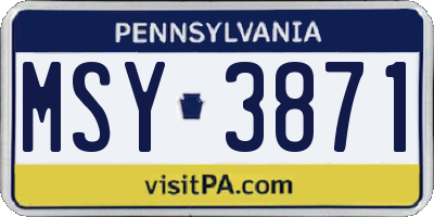 PA license plate MSY3871