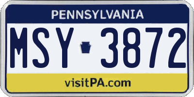 PA license plate MSY3872