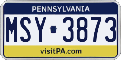 PA license plate MSY3873