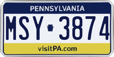 PA license plate MSY3874