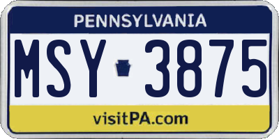 PA license plate MSY3875