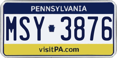 PA license plate MSY3876