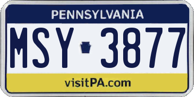 PA license plate MSY3877
