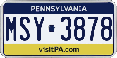 PA license plate MSY3878