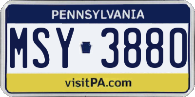 PA license plate MSY3880