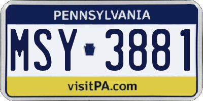 PA license plate MSY3881