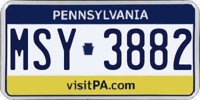 PA license plate MSY3882