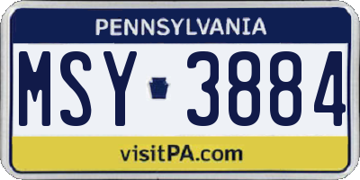 PA license plate MSY3884