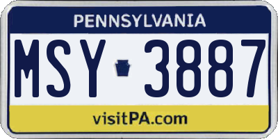 PA license plate MSY3887