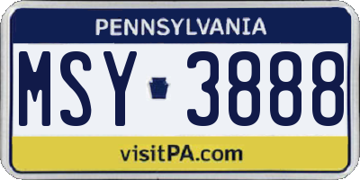 PA license plate MSY3888