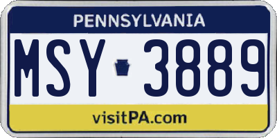 PA license plate MSY3889