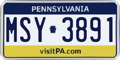 PA license plate MSY3891