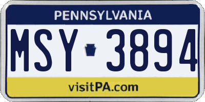 PA license plate MSY3894