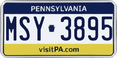 PA license plate MSY3895