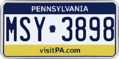 PA license plate MSY3898