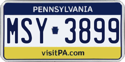 PA license plate MSY3899