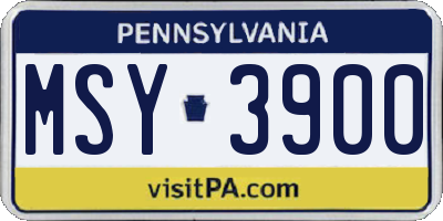 PA license plate MSY3900