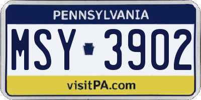 PA license plate MSY3902