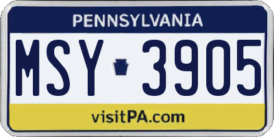 PA license plate MSY3905