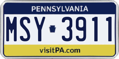 PA license plate MSY3911